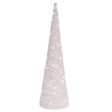 Choinka podświetlana stożek dekoracyjny biały świąteczny ozdoba Boże Narodzenie 30 led 58 cm