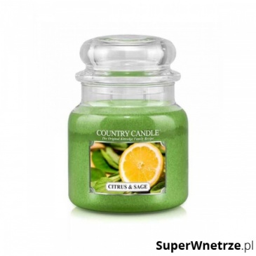 Country Candle - Citrus and Sage - Średni słoik (453g) 2 knoty