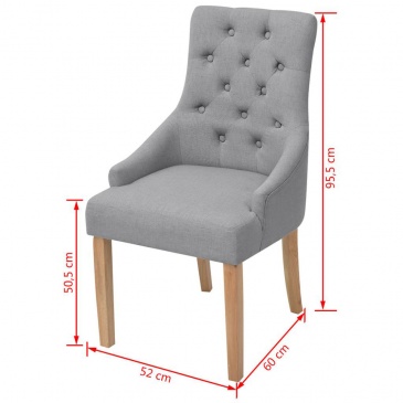 Dębowe krzesła do jadalni tapicerowane tkaniną jasnoszare 4 szt.