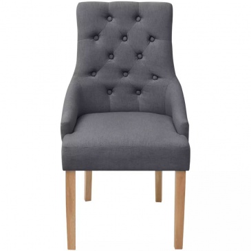 Dębowe krzesła do jadalni tapicerowane tkaniną szare, 2 szt.
