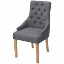 Dębowe krzesła do jadalni tapicerowane tkaniną szare, 4 szt.