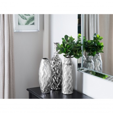 Dekoracyjny wazon na kwiaty srebrny BALBEC