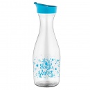 Dekorowana szklana karafka z plastikową pokrywką 1l niebieska
