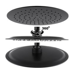 Deszczownica prysznicowa natryskowa 25 cm czarna - yoka Deszczownica prysznicowa natryskowa 25 cm czarna - yoka