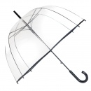 Długi duży parasol przezroczysty kopuła z czarną obwódką
