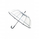 Długi parasol przezroczysty 12 żeber, czarna bordi
