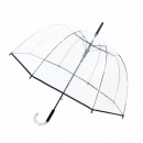 Długi parasol przezroczysty kopuła, czarna bordiur
