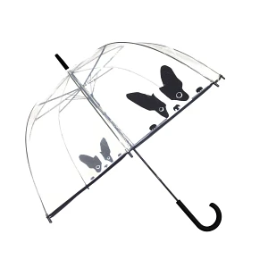Długi parasol przezroczysty kopuła, pies Długi parasol przezroczysty kopuła, pies