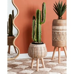 Doniczka na nóżkach darmera ceramika jasnobrązowy