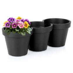 Doniczka ogrodowa plastikowa potrójna czarna 39,5 cm Doniczka ogrodowa plastikowa potrójna czarna 39,5 cm