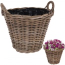 Doniczka osłonka wiklinowa rattanowa kosz koszyk z uchwytami na kwiaty rośliny 40x36 cm