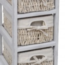 Drewniana szafka z 3 wyplatanymi koszykami, biała