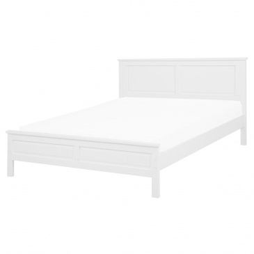 Drewniane łóżko białe ze stelażem 160 x 200 cm OLIVET