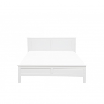 Drewniane łóżko białe ze stelażem 180 x 200 cm OLIVET