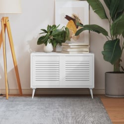 Drzwi żaluzjowe, 2 szt., drewno sosnowe, białe, 39,5 x 39,4 cm