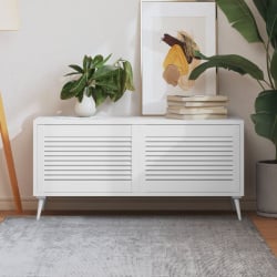 Drzwi żaluzjowe, 2 szt., drewno sosnowe, białe, 39,5 x 59,4 cm