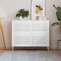 Drzwi żaluzjowe, 4 szt., drewno sosnowe, białe, 39,5 x 59,4 cm