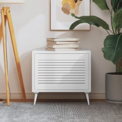 Drzwi żaluzjowe, drewno sosnowe, białe, 39,5 x 59,4 cm