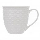 Duży kubek ceramiczny, SERCA, z uchem, do kawy, herbaty, 580 ml, BIAŁY