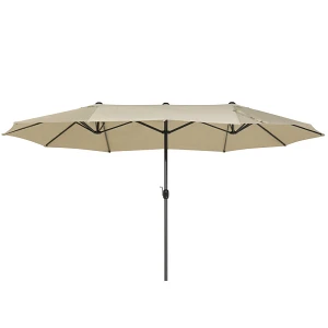 Duży parasol ogrodowy 270 x 460 cm beżowoszary sibilla
