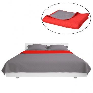 Dwustronna, pikowana narzuta na łóżko 170x210 cm, czerwona i szara