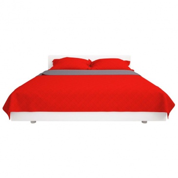 Dwustronna, pikowana narzuta na łóżko 220x240 cm, czerwona i szara