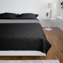 Dwustronna pikowana narzuta na łóżko Czarna/Szara 170 x 210 cm
