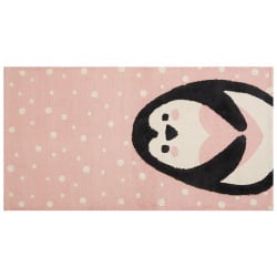 Dywan dziecięcy bawełniany motyw pingwina 80 x 150 cm różowy pengkol Dywan dziecięcy bawełniany motyw pingwina 80 x 150 cm różowy pengkol
