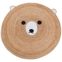 Dywan dziecięcy okrągły z juty miś ⌀ 120 cm beżowy kosalar