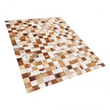 Dywan patchwork skórzany 160 x 230 cm brązowo-biały CAMILI