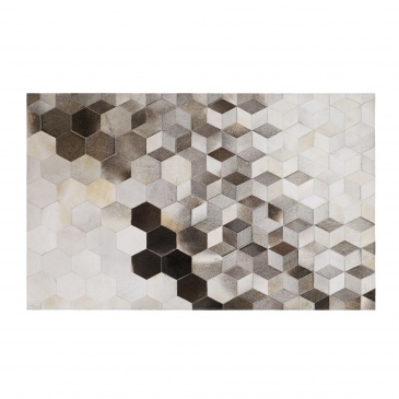 Dywan patchwork skórzany 160 x 230 cm szary SASON