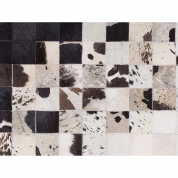Dywan patchwork skórzany 80 x 150 cm czarno-biały KEMAH