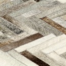 Dywan, skóra z włosiem, patchwork, 80x150 cm, szary/biały