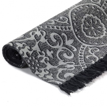 Dywan typu kilim, bawełna, 120 x 180 cm, szary ze wzorem