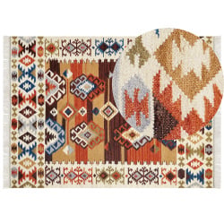 Dywan wełniany kilim 160 x 230 cm wielokolorowy vosketap