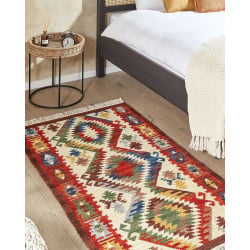 Dywan wełniany kilim 80 x 150 cm wielokolorowy arevik
