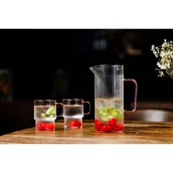 Dzbanek ryflowany z różowym uchem 1500ml Livio 1883