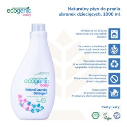 Ecogenic Baby, Hipoalergiczny płyn do prania ubranek dziecięcych, bezzapachowy, 1000 ml