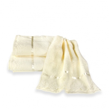 Ekskluzywny ręcznik bawełniany - koronka z taśmą
