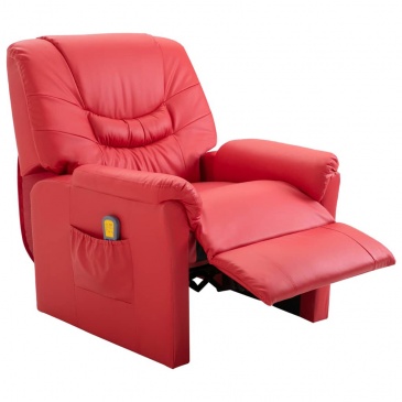 Fotel do masażu z regulacją czerwony ekoskóra