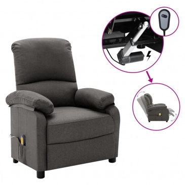 Elektryczny, rozkładany fotel masujący, ciemnoszary, tkanina