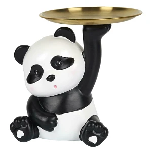Figurka dekoracyjna organizer Panda ze    złotą tacą