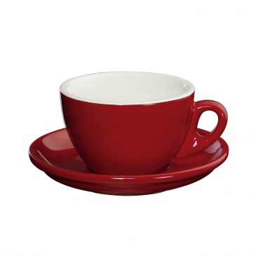 filiżanka do cappuccino ze spodkiem, porcelana, czerwona, 0,1 l