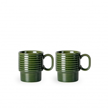 Filiżanki do kawy, 2 szt., zielone, ceramika, 0,25 l, wys. 9 cm