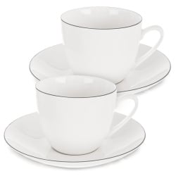 Filiżanki ze spodkiem porcelanowe białe DECORA 200 ml 2 szt.