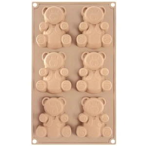 Forma do ciastek muffinek silikonowa beżowa misie 30x17,5x2 cm