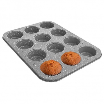 Forma do pieczenia muffinek, na muffinki, babeczki, granitowa, GRANDE, na 12 szt, 35x26 cm
