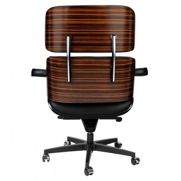 Fotel biurowy lounge gubernator czarny - heban, skóra naturalna, podstawa czarna