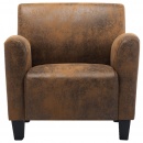 Fotel brązowy sztuczna skóra zamszowa