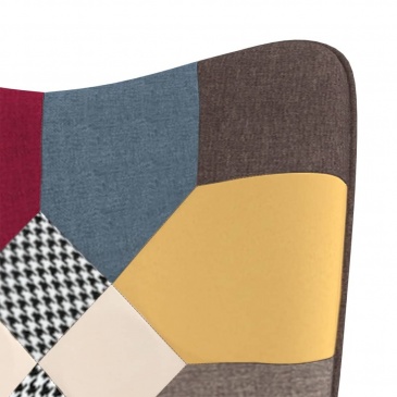 Fotel bujany, patchwork, tapicerowany tkaniną